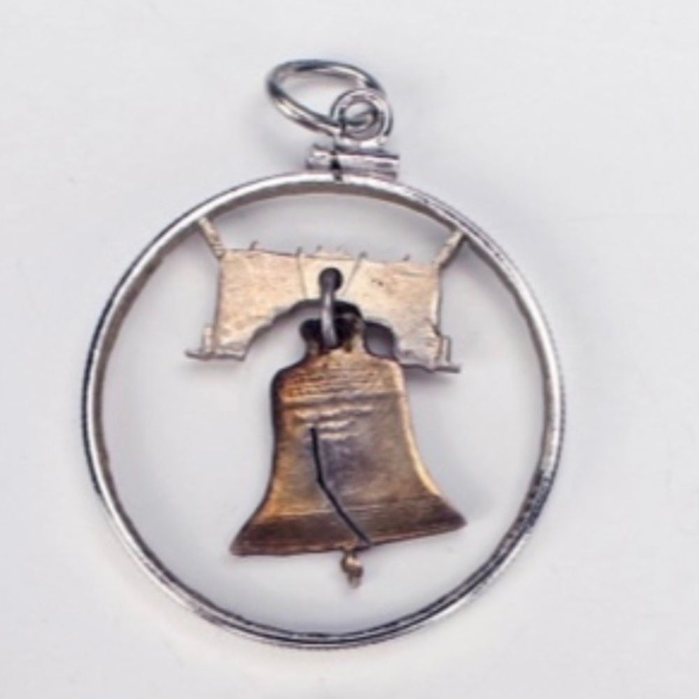 Liberty Bell Pendant made from‎ a cut Half Dollar